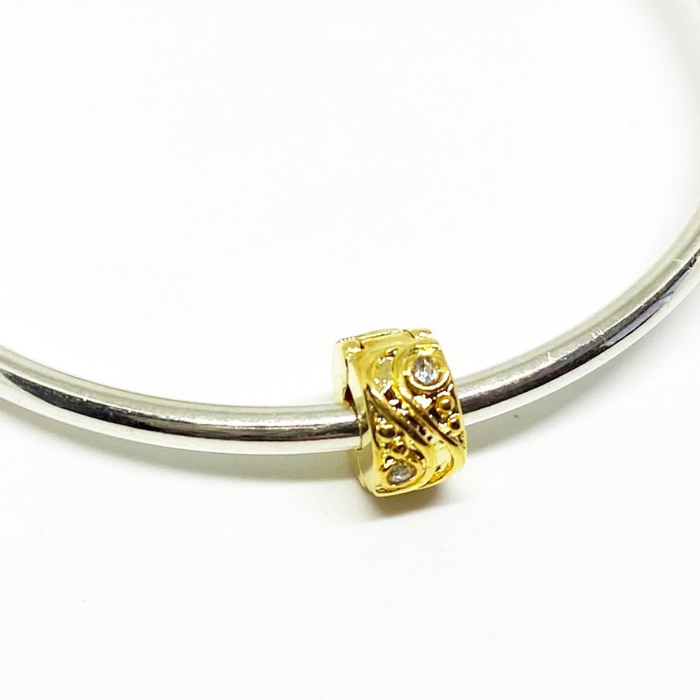 Pugster Gold Plated Crystals Safety Clip Bracelet Charm - Fits Pandora